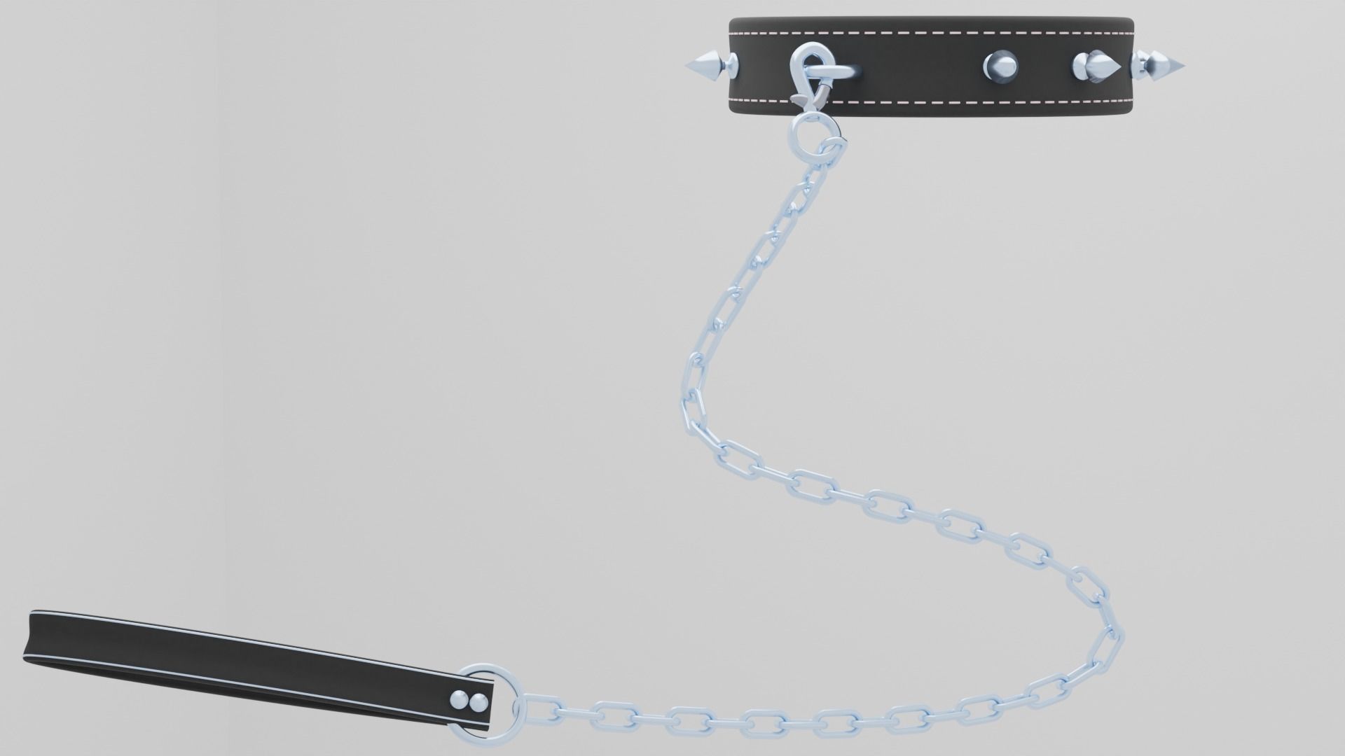 Gothic Punk Collar with Posable Leash Nubs Curve High Poly  3D model_1
