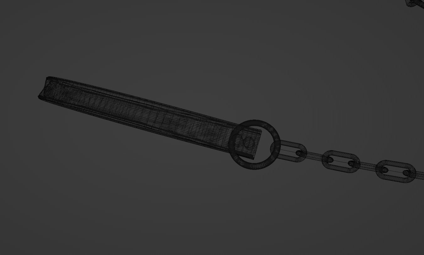 Gothic Punk Collar with Posable Leash Nubs Curve High Poly  3D model_8