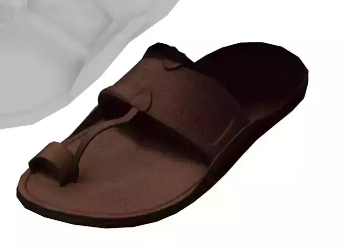 Cartoon High Poly Subdivision Brown Sandals 3D Model