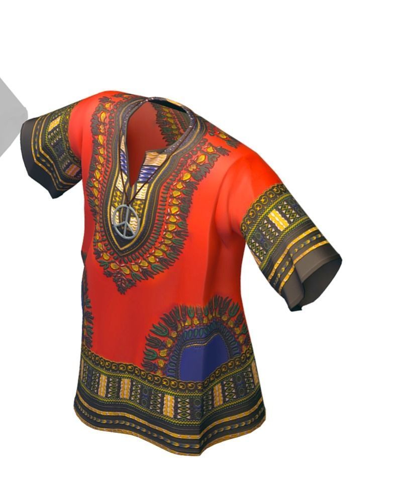 Cartoon High Poly Subdivision Hippie Shirt 3D Model Low-poly 3D model_3
