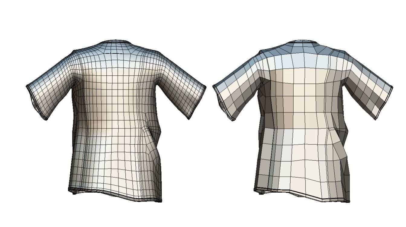 Cartoon High Poly Subdivision Hippie Shirt 3D Model Low-poly 3D model_5