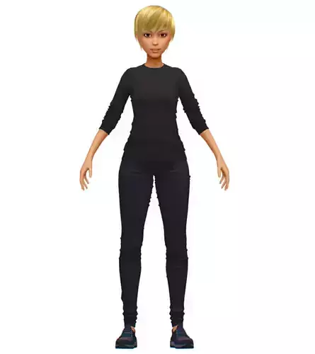 High Poly Subdivision Casual Style Girl
