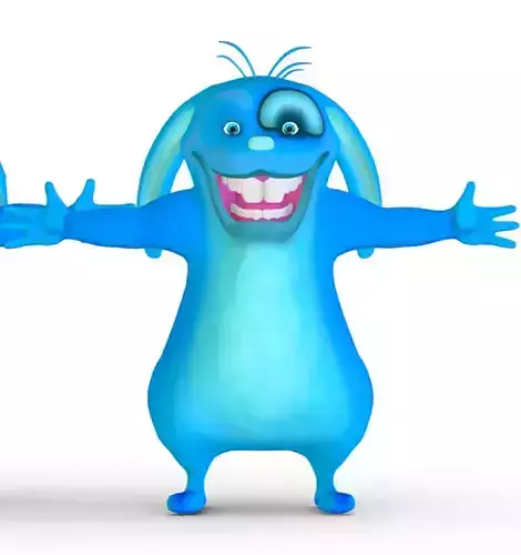 Subdivision High Poly Model Blue Easter Bunny