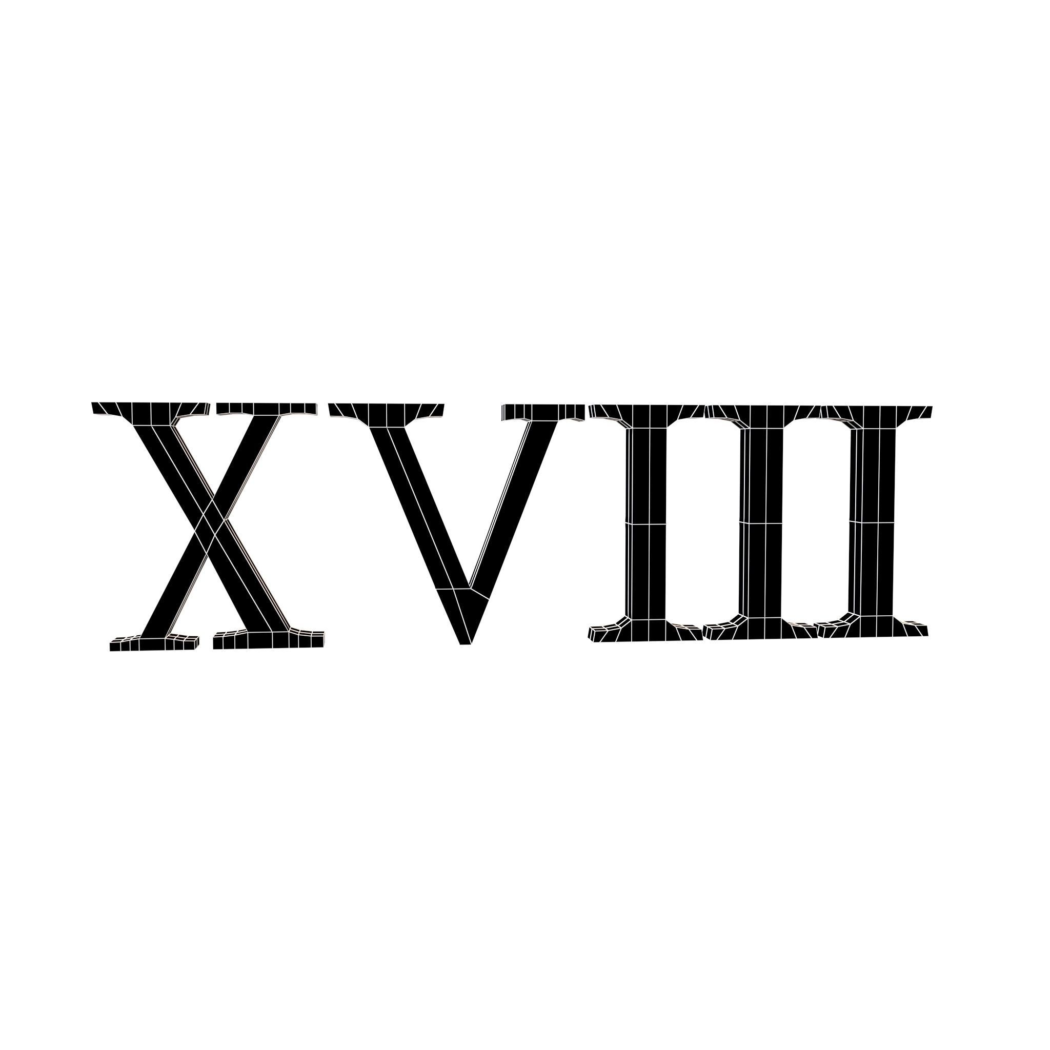 Roman Numerals 18 v1 001 Low-poly 3D model_4