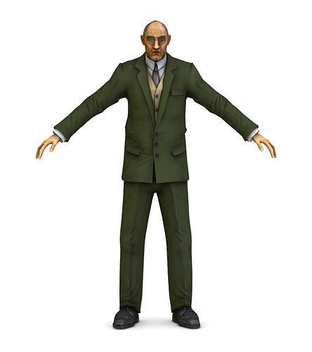 Older Man in Green Suit Low-poly 3D model