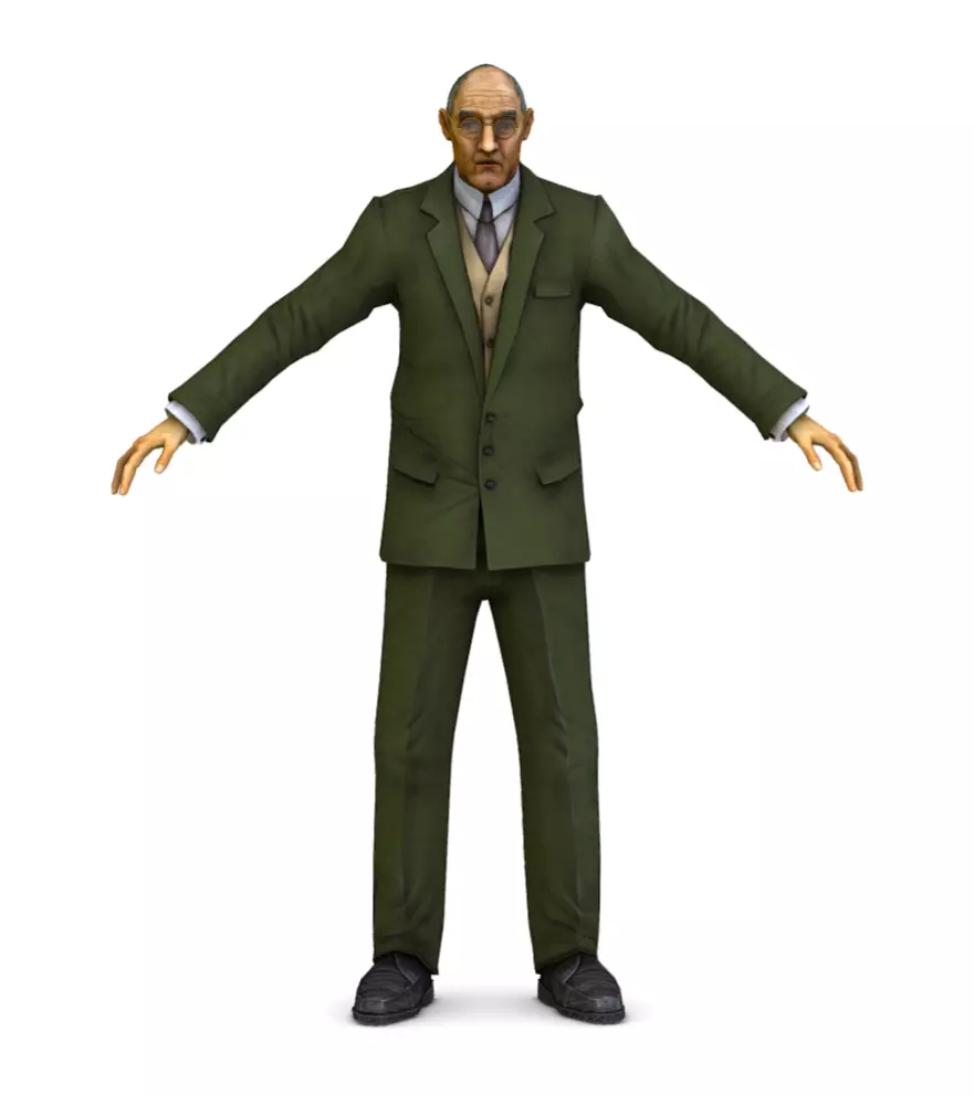 Older Man in Green Suit Low-poly 3D model