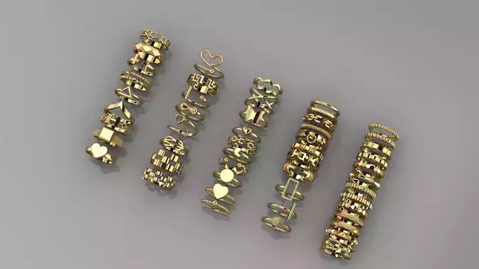 51 pieces of minimal ring 3D print model