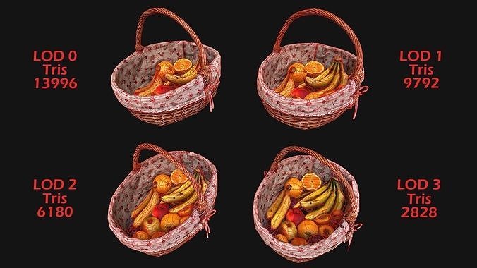 Fruits and Vegetables Collection Farm Bazaar Food Pack Low-poly 3D model 3