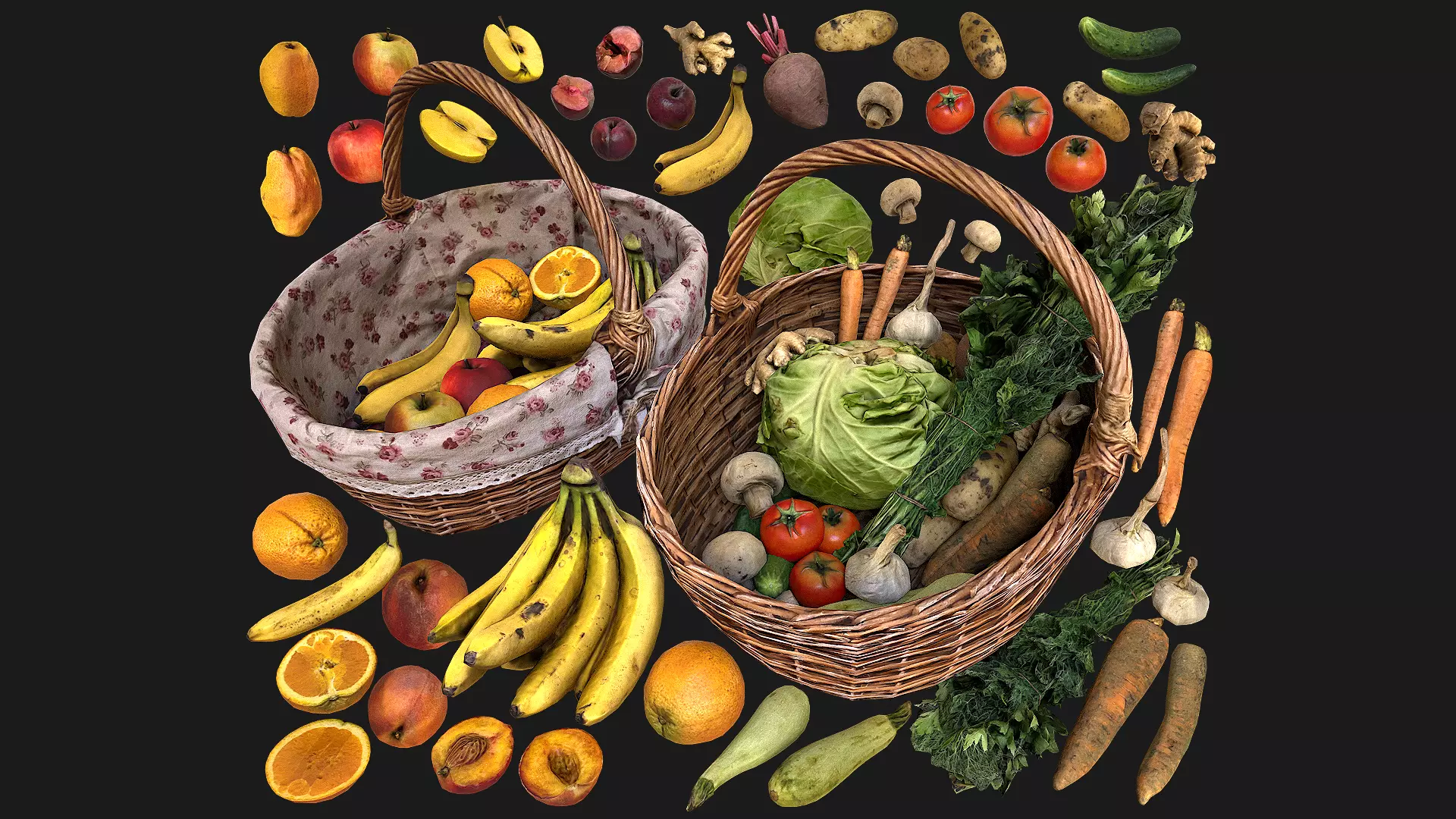 Fruits and Vegetables Collection Low-poly 3D model_0