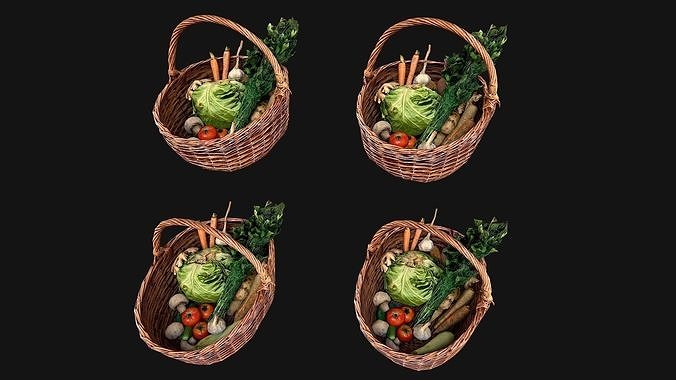 Fruits and Vegetables Collection Farm Bazaar Food Pack Low-poly 3D model 6