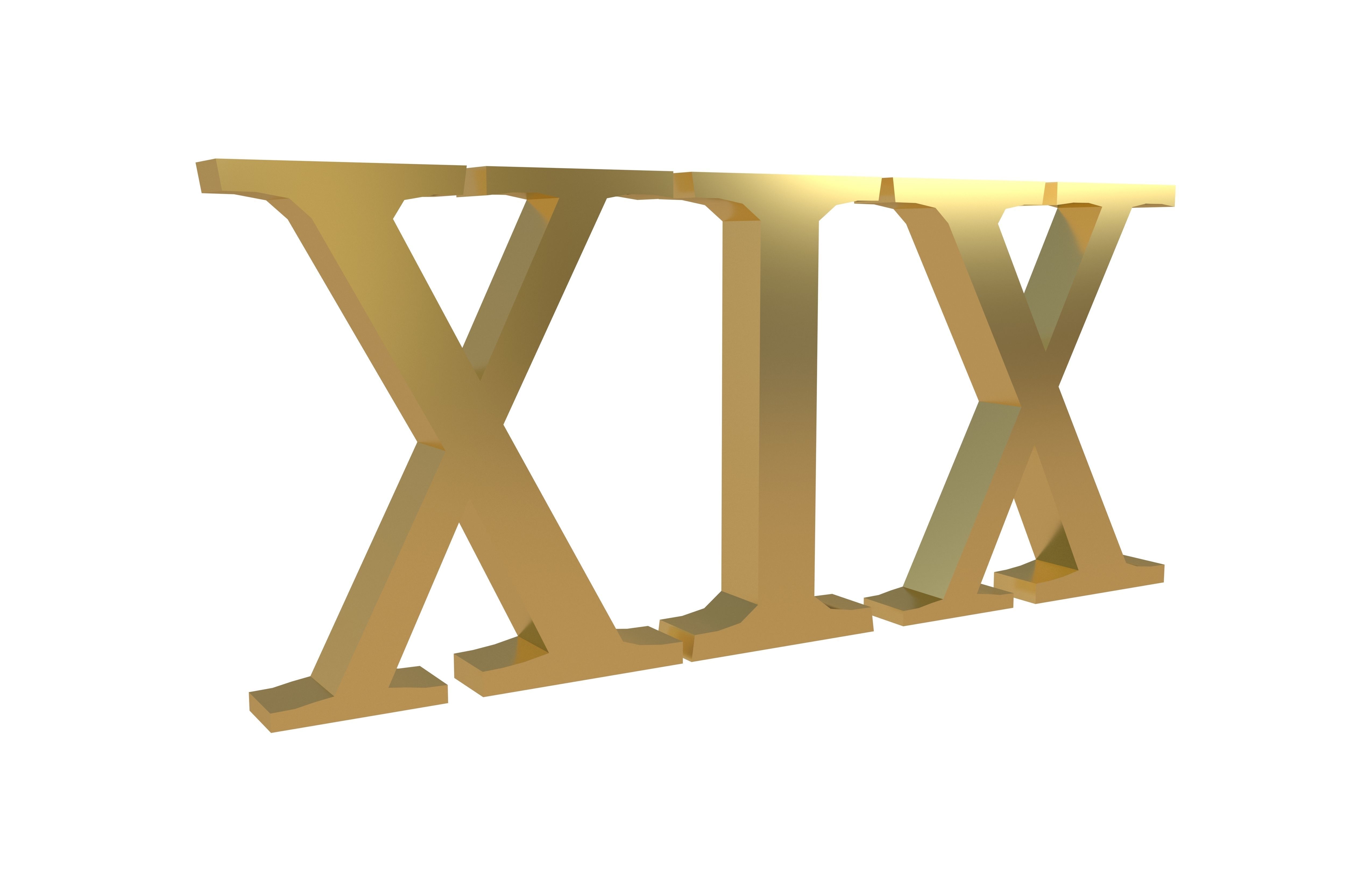 Roman Numerals 19 v1 002 Low-poly 3D model_1