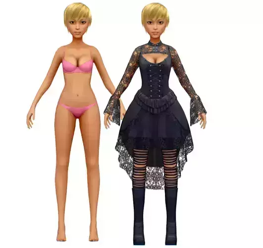 Cartoon Low Poly Style Girl Avatar