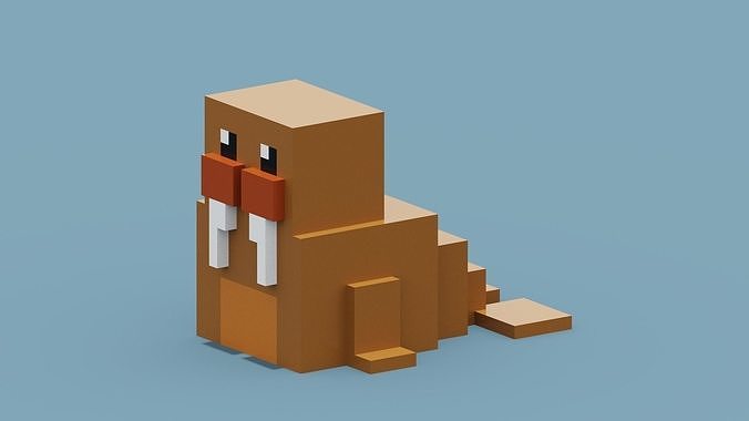 Voxel Sealion Low-poly 3D model