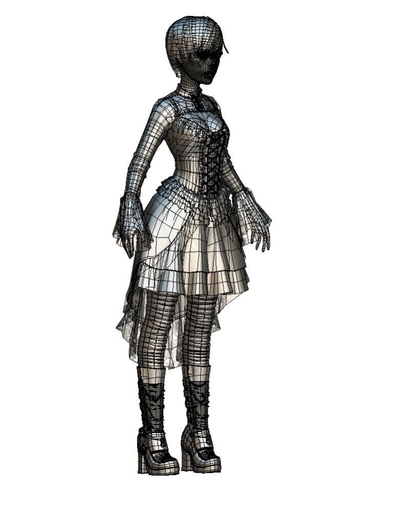 High Poly Subdivision Gothic Style Avatar 3D Model Low-poly 3D model_12