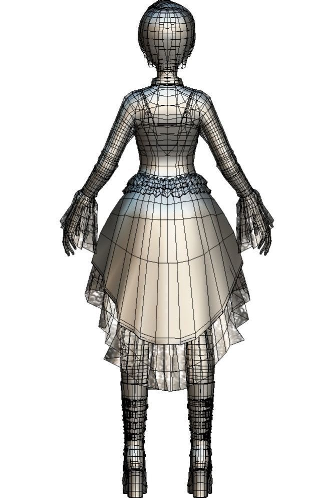 High Poly Subdivision Gothic Style Avatar 3D Model Low-poly 3D model_13