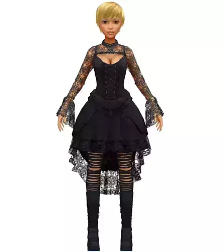 High Poly Subdivision Gothic Style Avatar 3D Model Low-poly 3D model