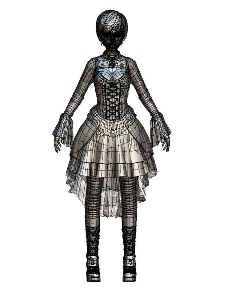 High Poly Subdivision Gothic Style Avatar 3D Model Low-poly 3D model_8