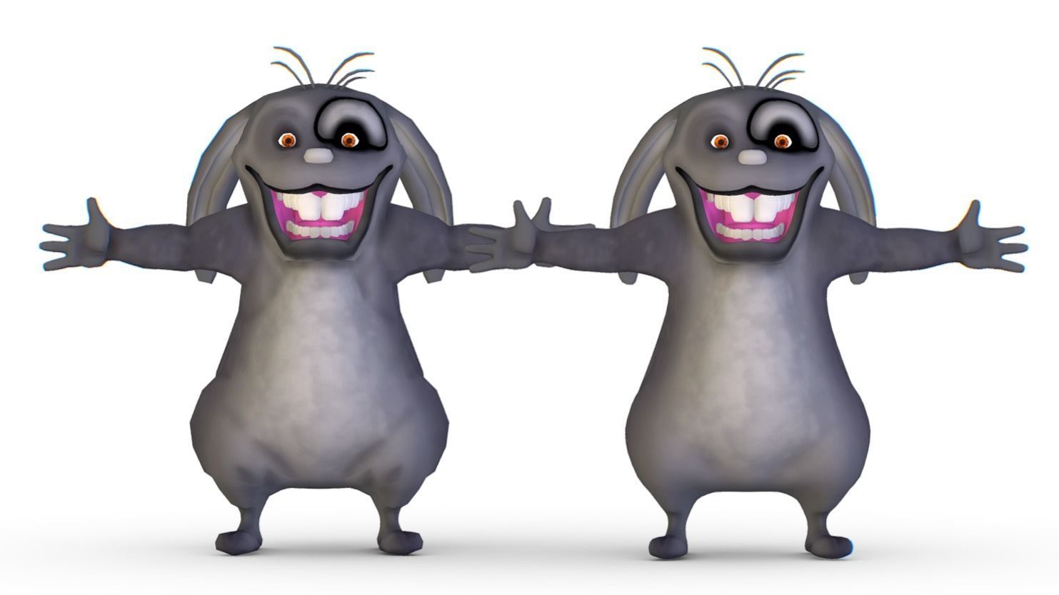 Subdivision High Poly Model Gray Easter Bunny Low-poly 3D model_6