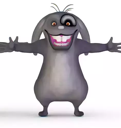 Subdivision High Poly Model Gray Easter Bunny