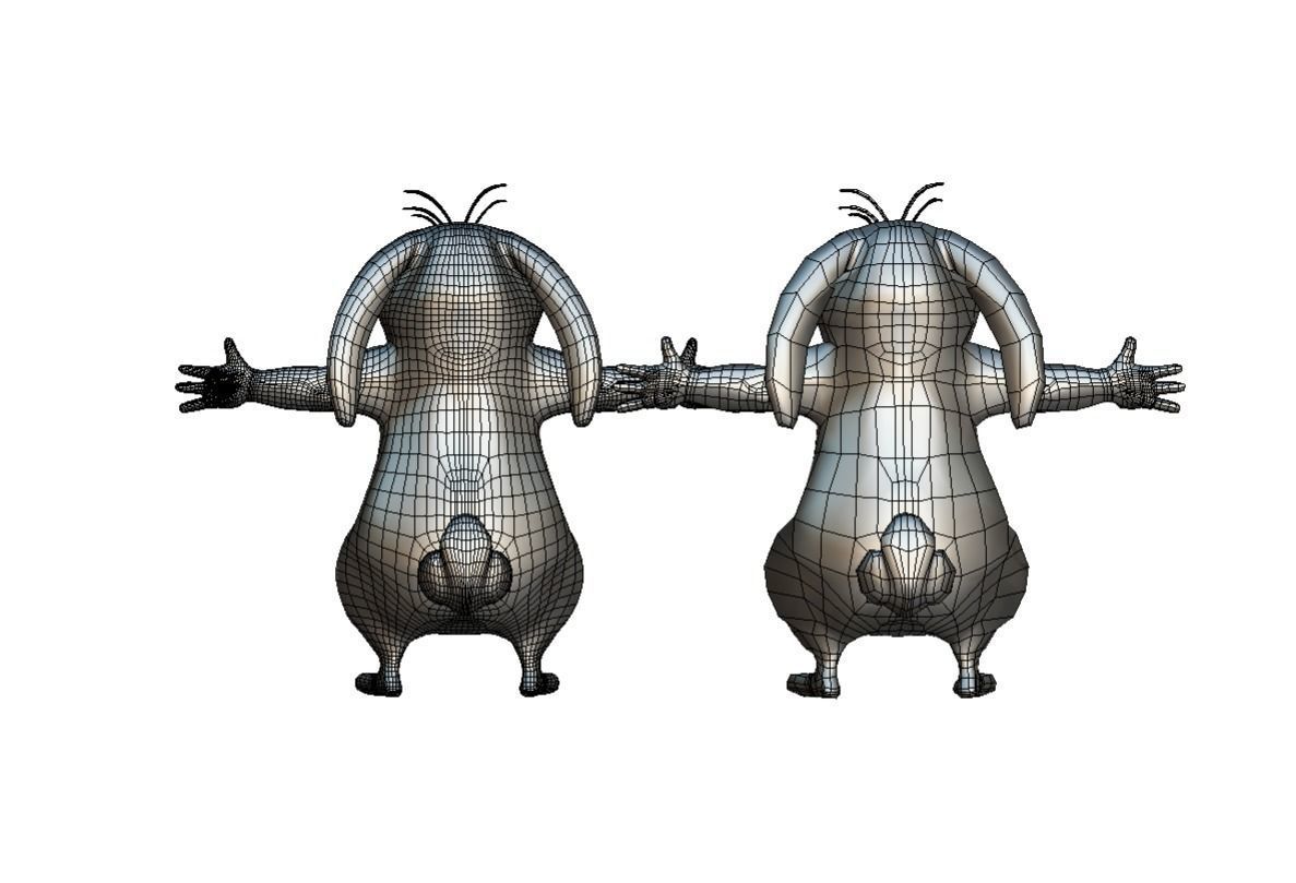 Subdivision High Poly Model Gray Easter Bunny Low-poly 3D model_5