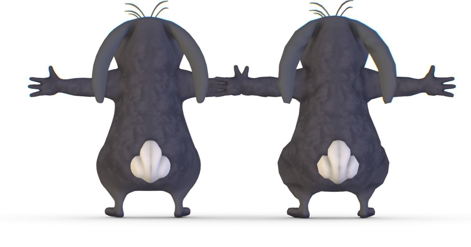 Subdivision High Poly Model Gray Easter Bunny Low-poly 3D model_1