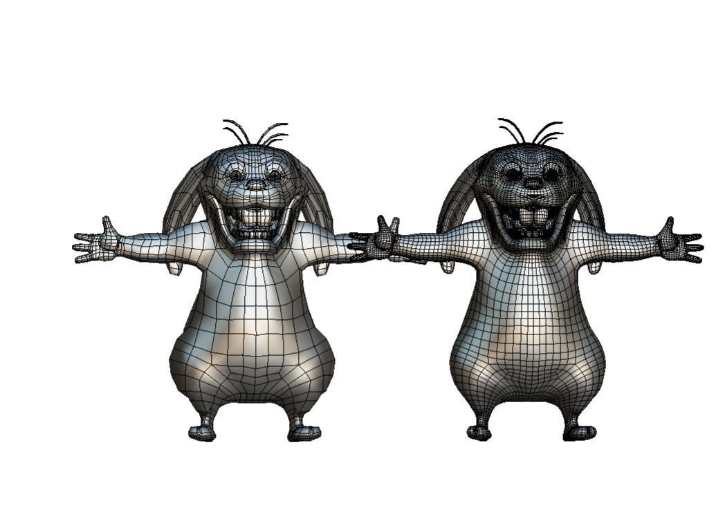 Subdivision High Poly Model Gray Easter Bunny Low-poly 3D model_4