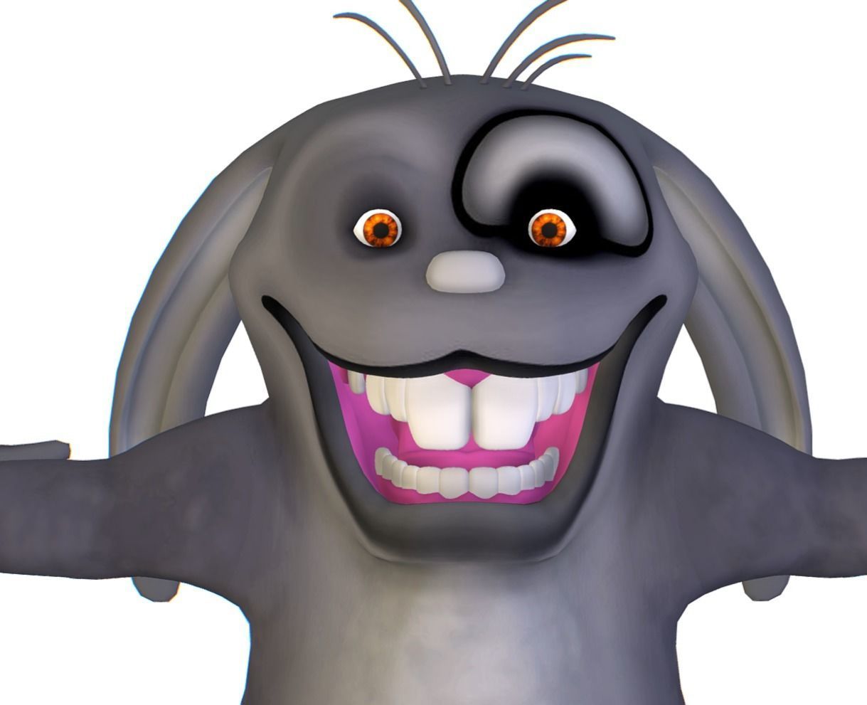 Subdivision High Poly Model Gray Easter Bunny Low-poly 3D model_2