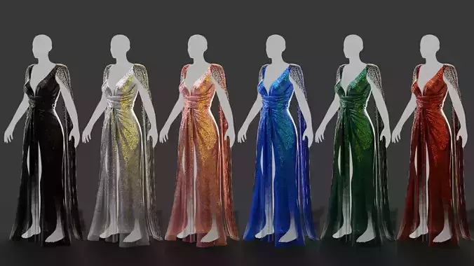 Golden evening gown with studded gems