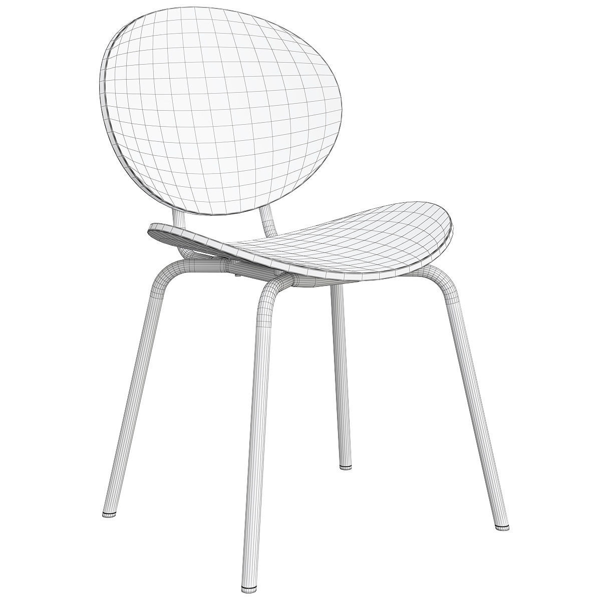 LaLume-ST00268 wooden dining chair with legs 3D model_4