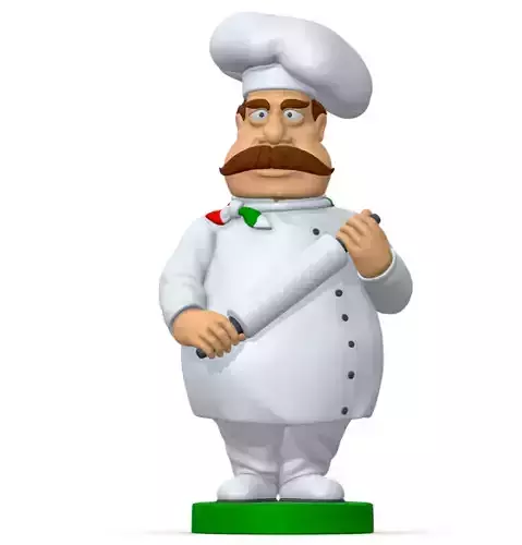 High Poly Statuette Italian Chef Cook Pose