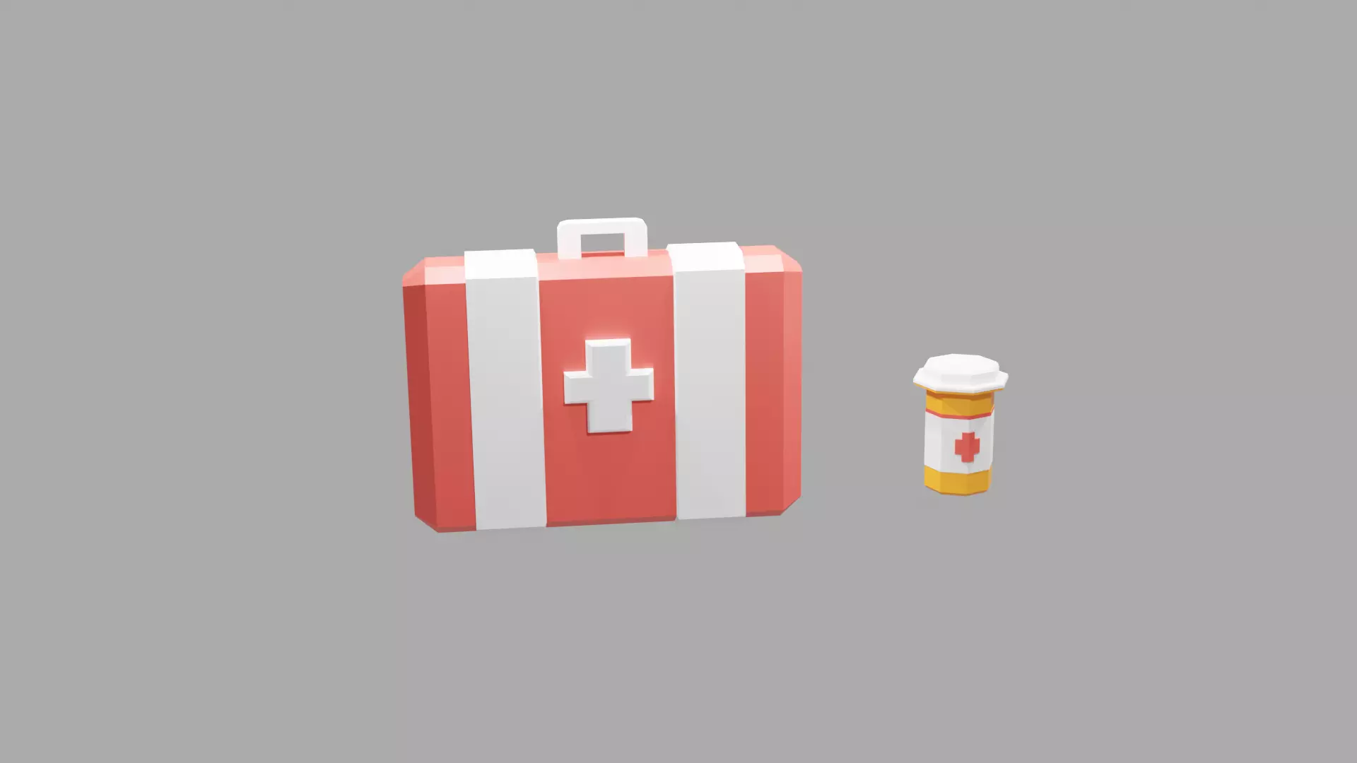 First Aid-Painkiller Set Low Poly Game Ready Low-poly 3D model_0