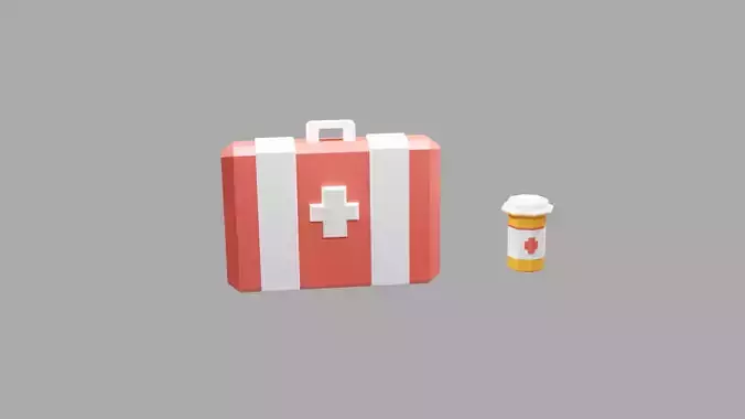 First Aid-Painkiller Set Low Poly Game Ready Low-poly 3D model