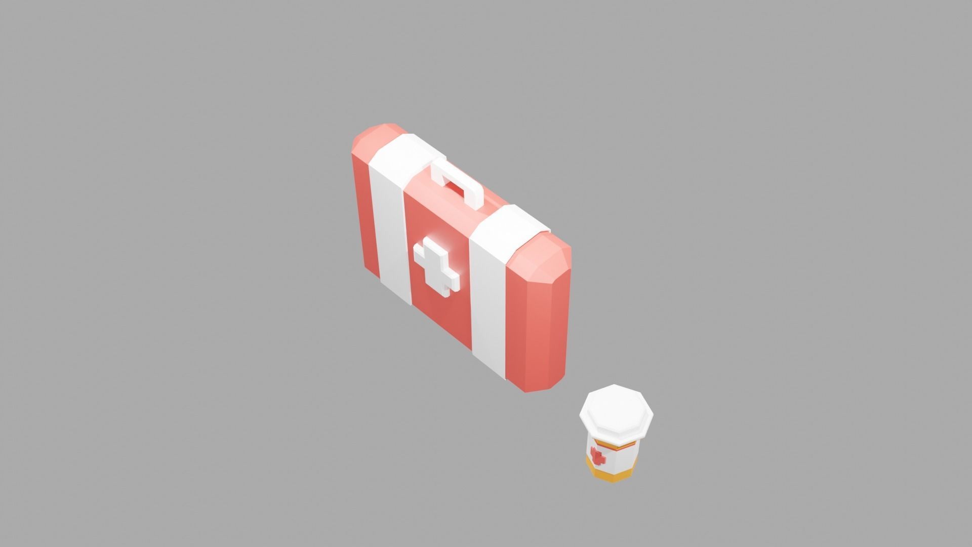 First Aid-Painkiller Set Low Poly Game Ready Low-poly 3D model_1