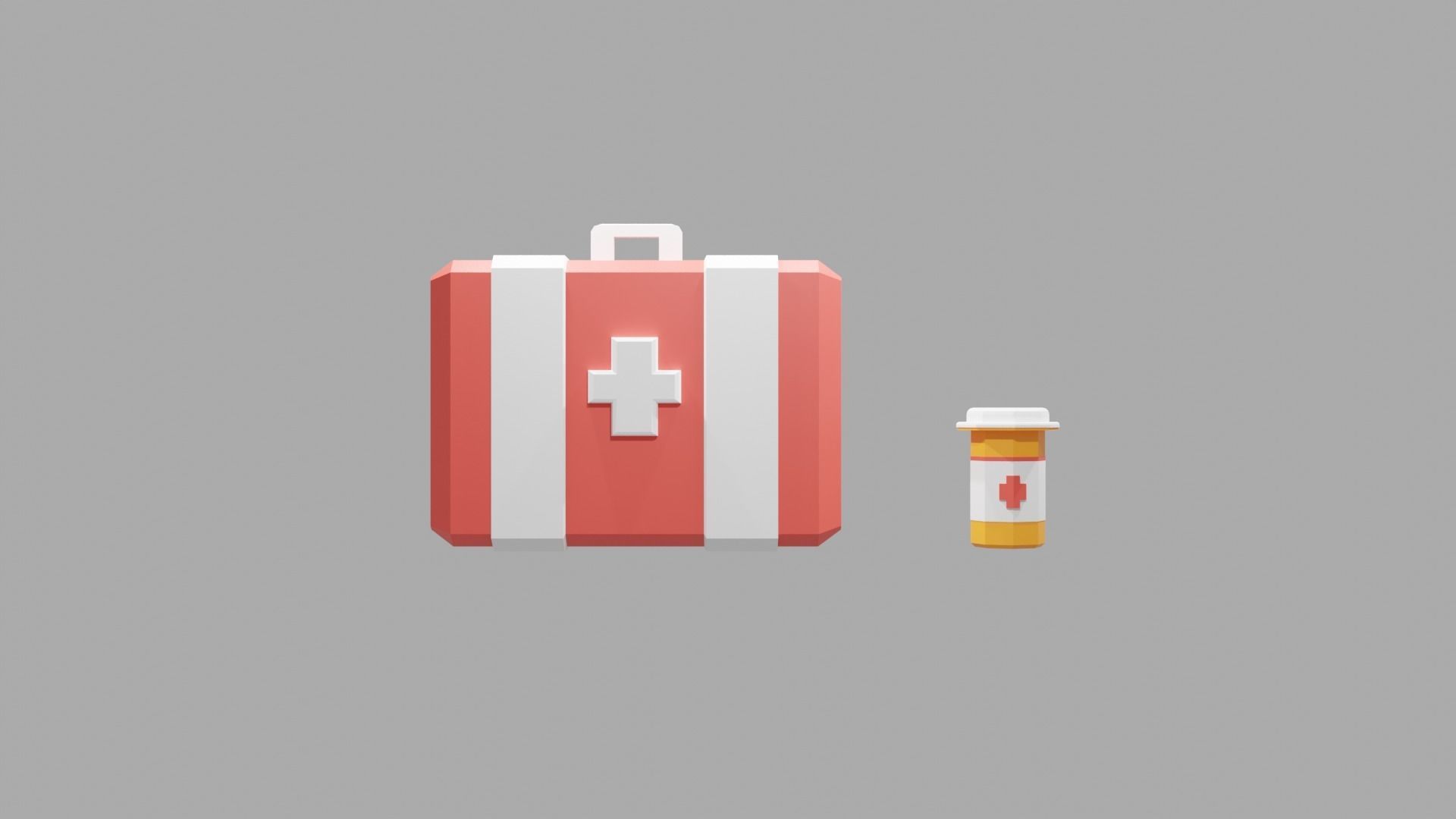 First Aid-Painkiller Set Low Poly Game Ready Low-poly 3D model_2
