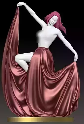 NAKED GIRL ON DRESS STATUE