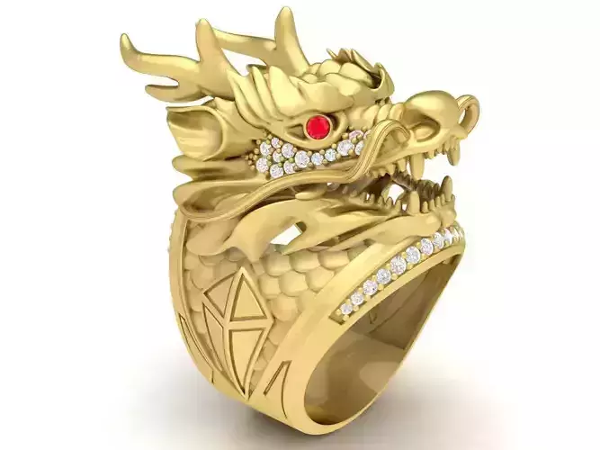 zodiac diamond head chinese dragon ring 3625