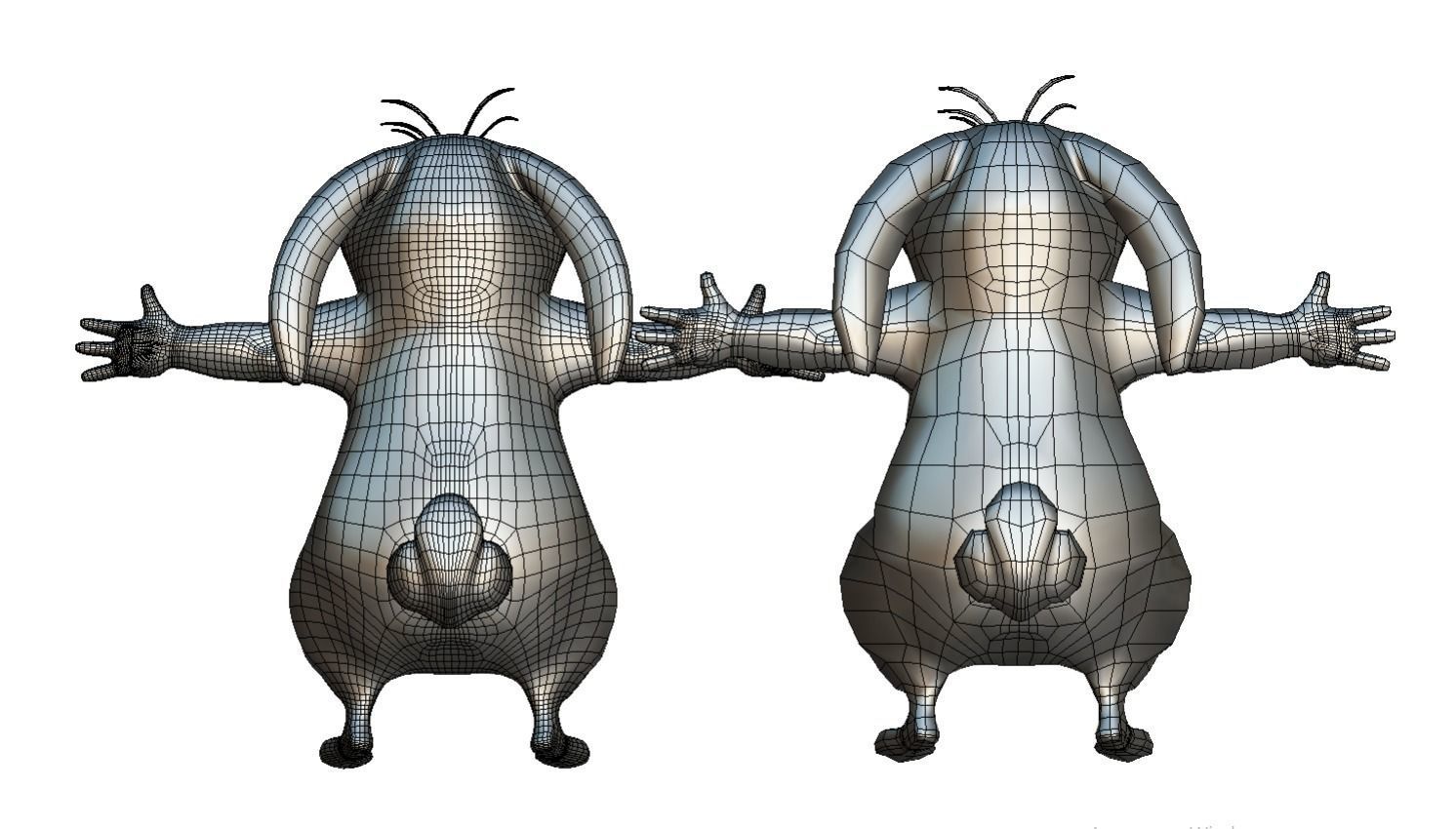 Subdivision High Poly Model Pink Easter Bunny 3D Model Low-poly 3D model_5