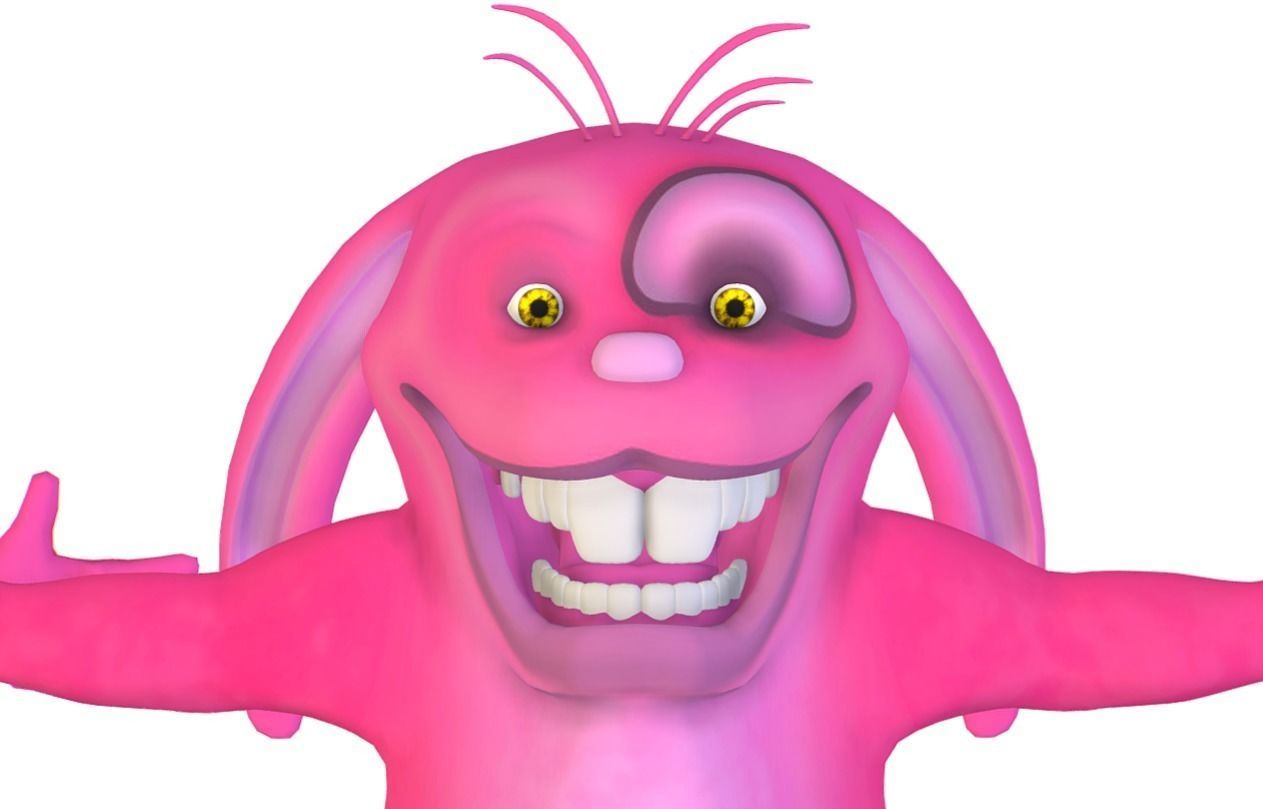 Subdivision High Poly Model Pink Easter Bunny 3D Model Low-poly 3D model_2
