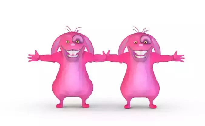 Subdivision High Poly Model Pink Easter Bunny 3D Model