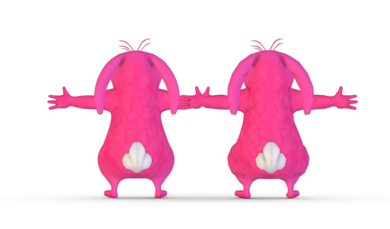 Subdivision High Poly Model Pink Easter Bunny 3D Model Low-poly 3D model_3