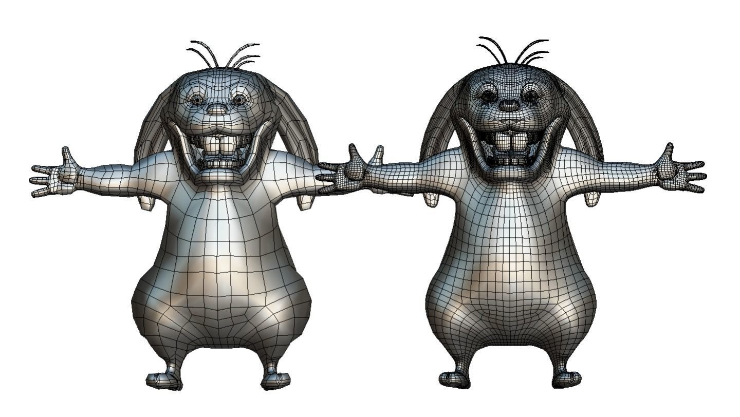 Subdivision High Poly Model Pink Easter Bunny 3D Model Low-poly 3D model_4