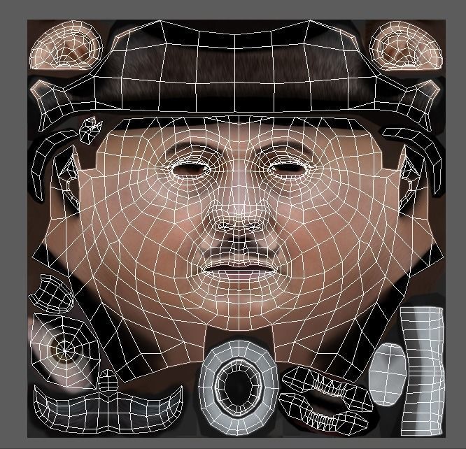 Retro Older Man in Grey Suit 3D Model Low-poly 3D model_10