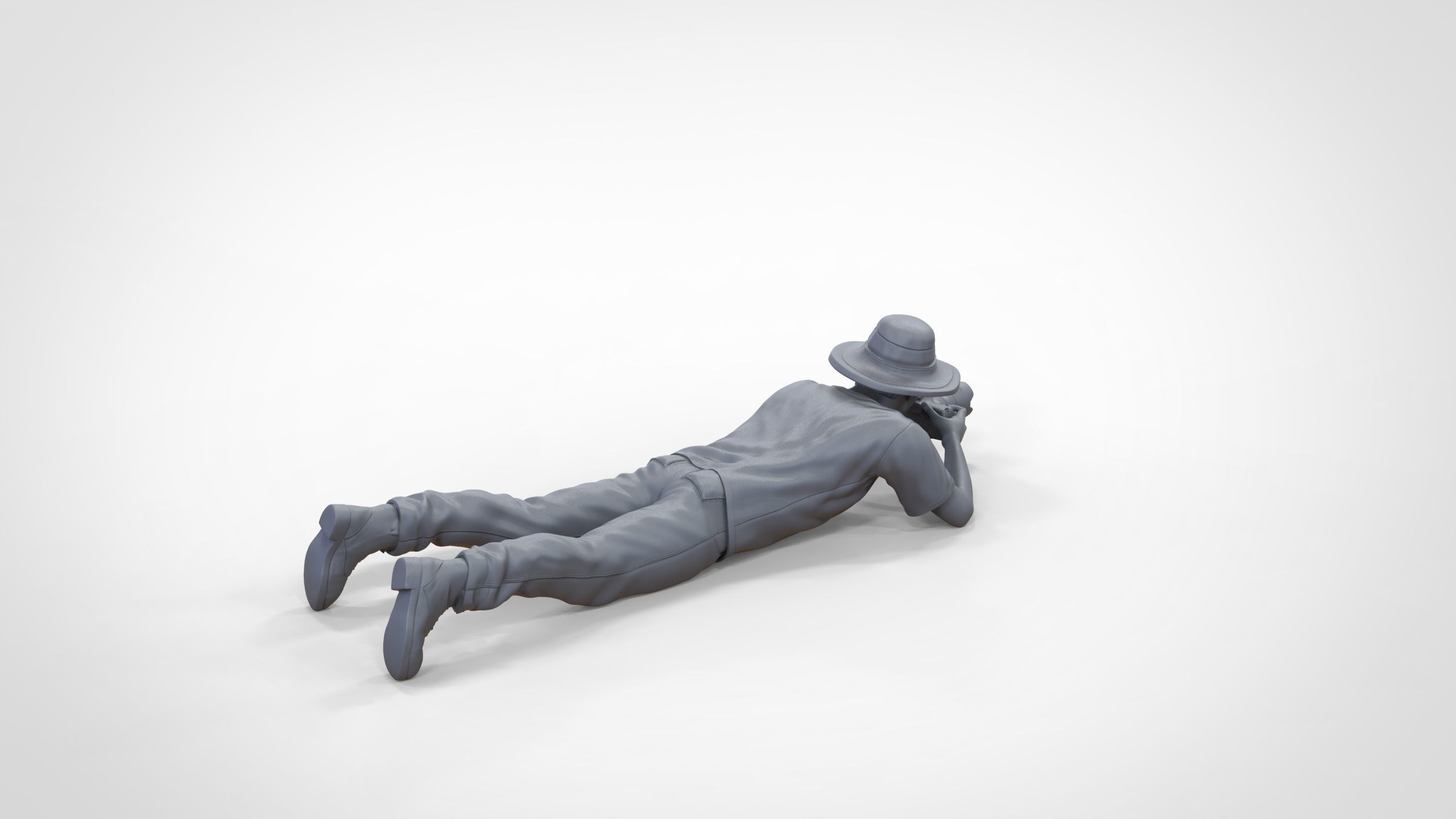 N3 photographer lying down taking photo 3D print model_34