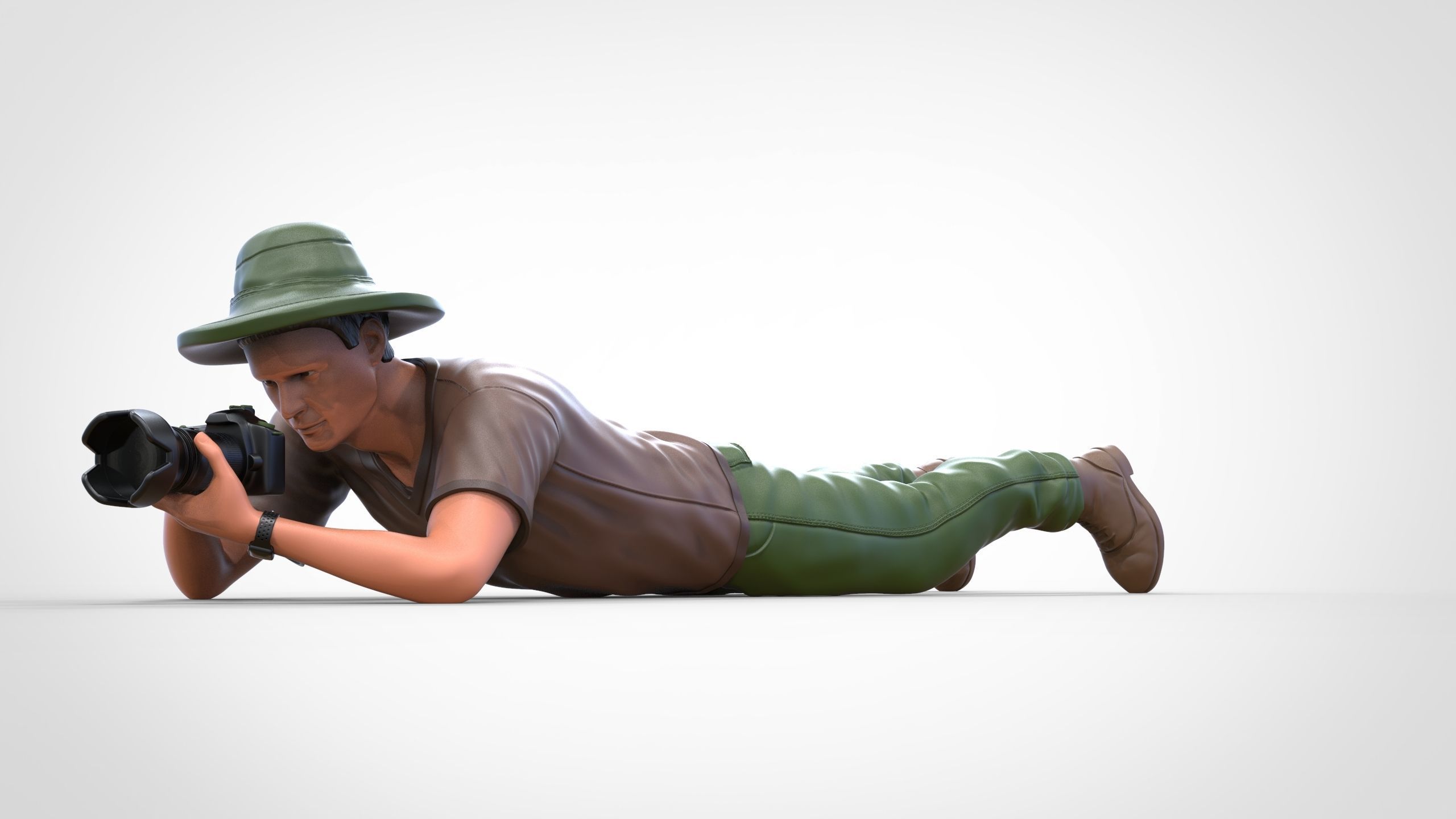 N3 photographer lying down taking photo 3D print model_1
