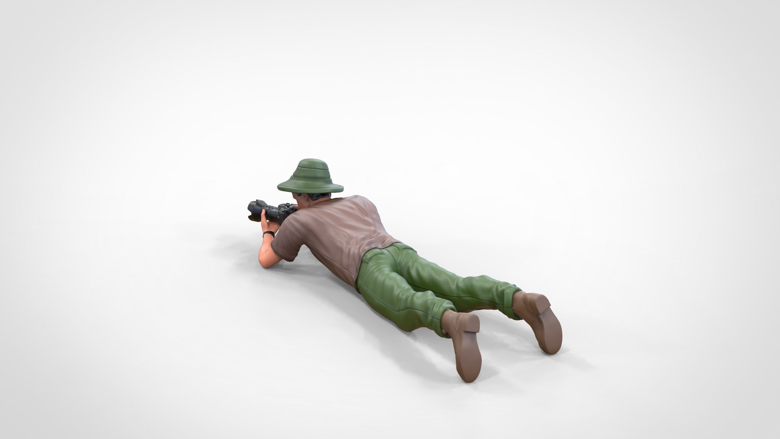 N3 photographer lying down taking photo 3D print model_11