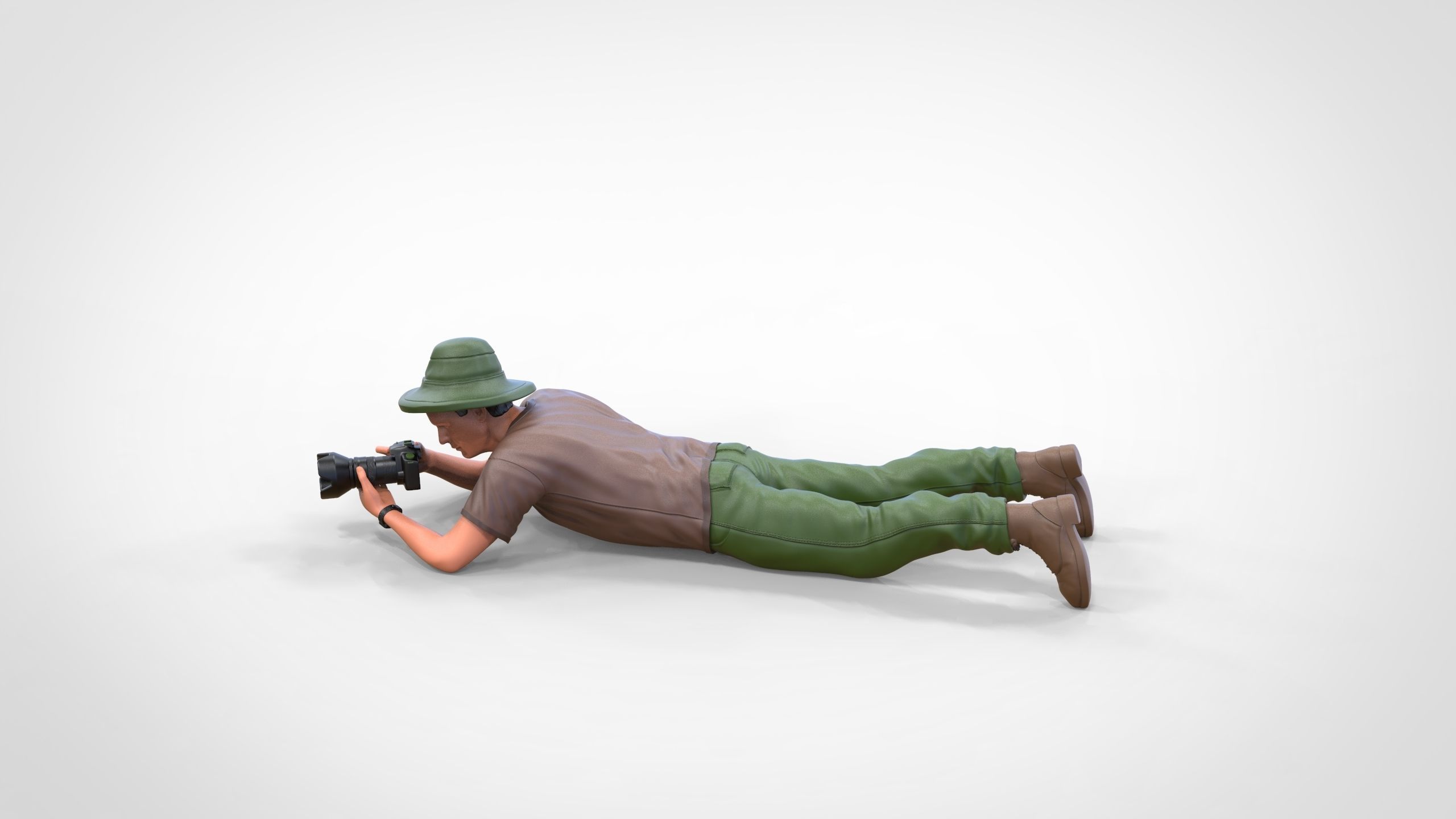N3 photographer lying down taking photo 3D print model_8
