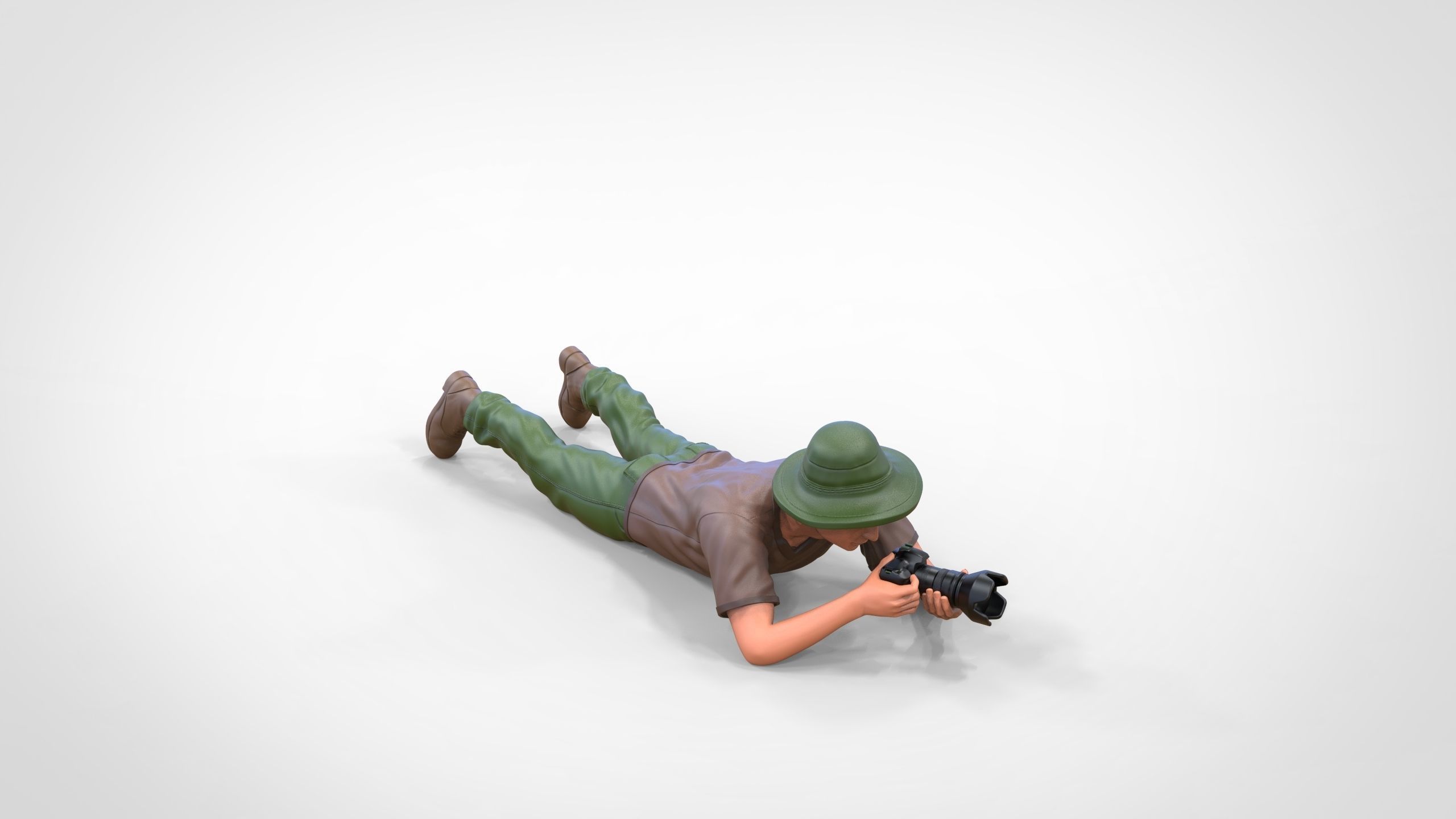 N3 photographer lying down taking photo 3D print model_23