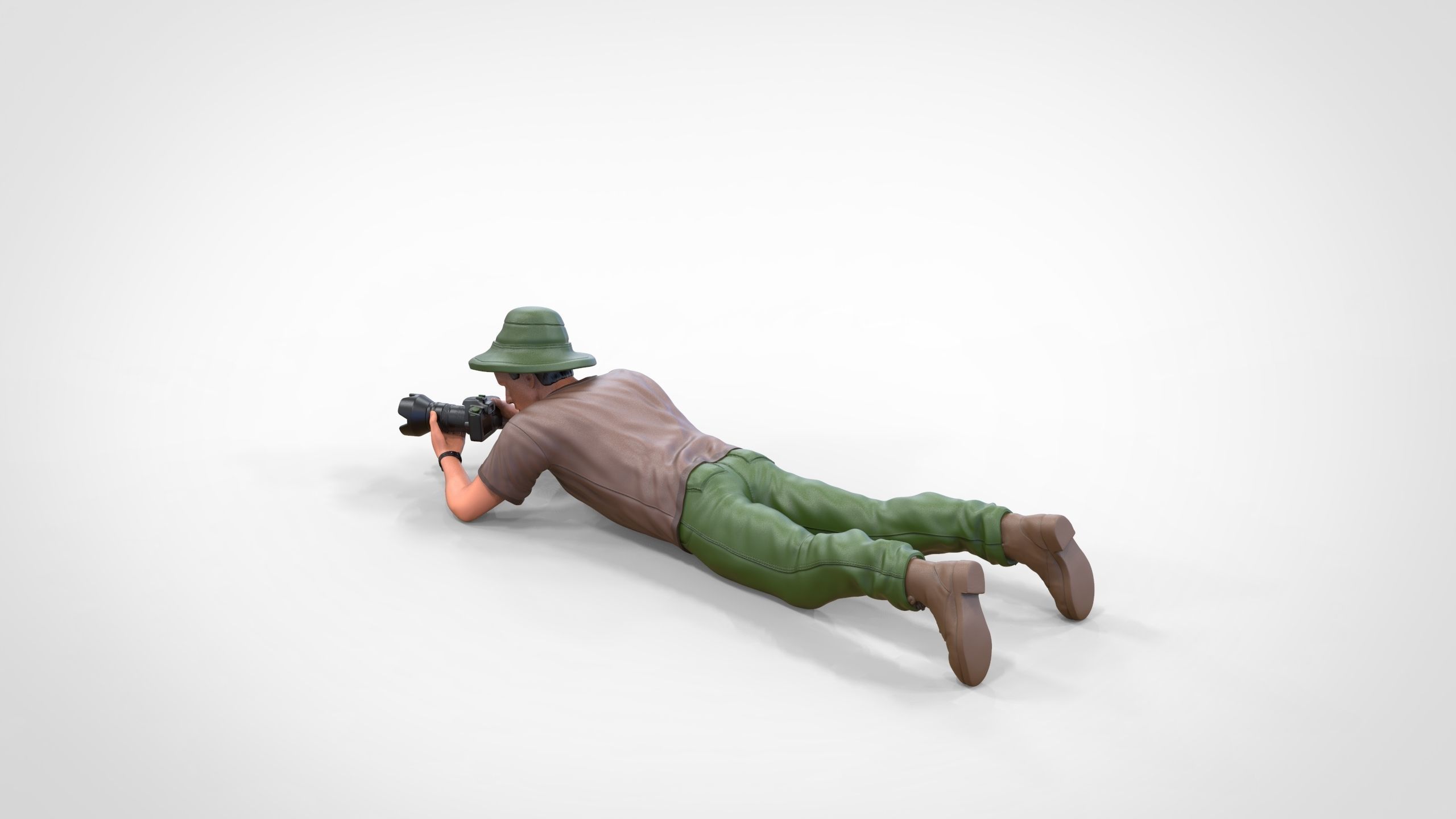 N3 photographer lying down taking photo 3D print model_9