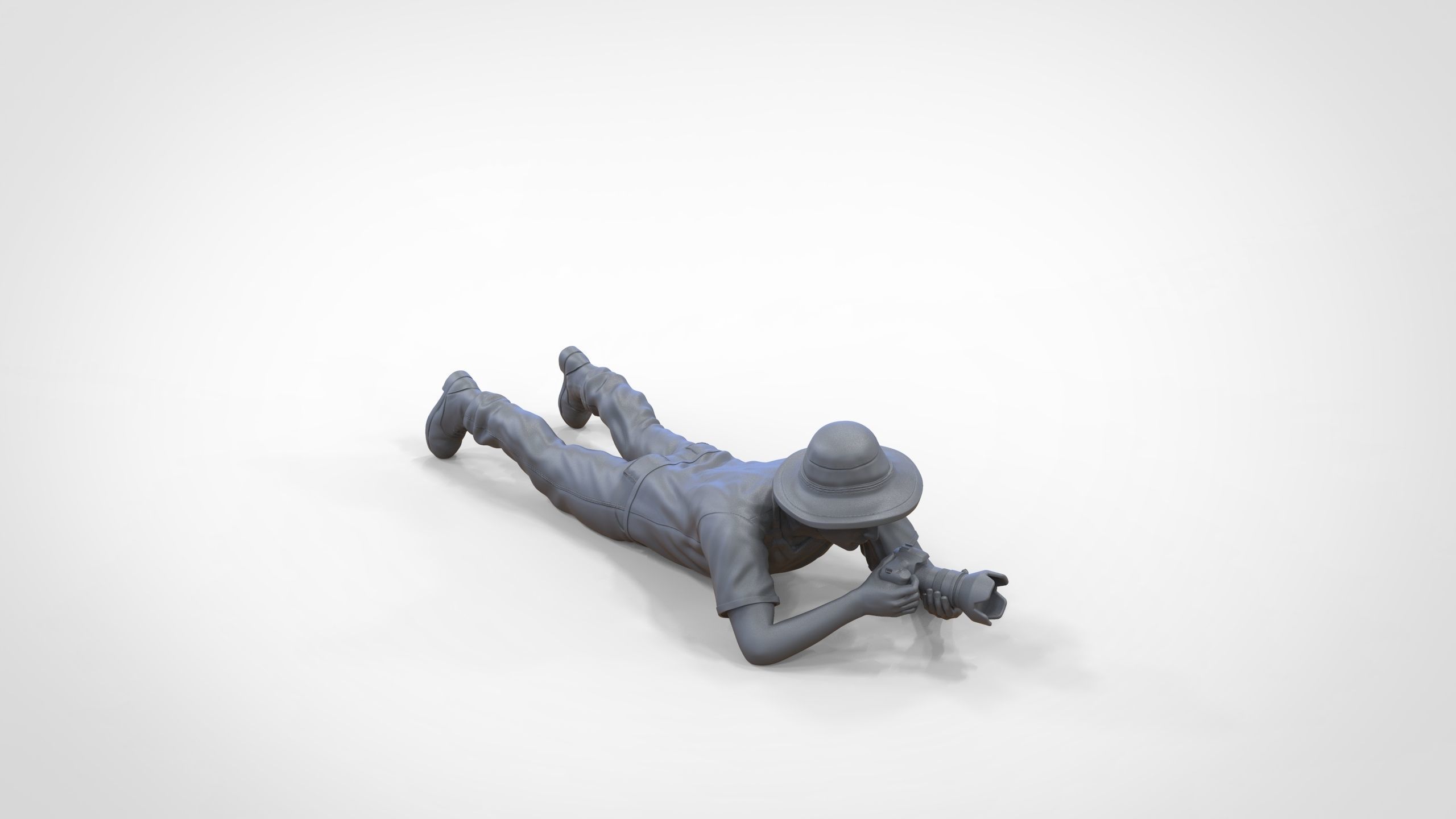 N3 photographer lying down taking photo 3D print model_37