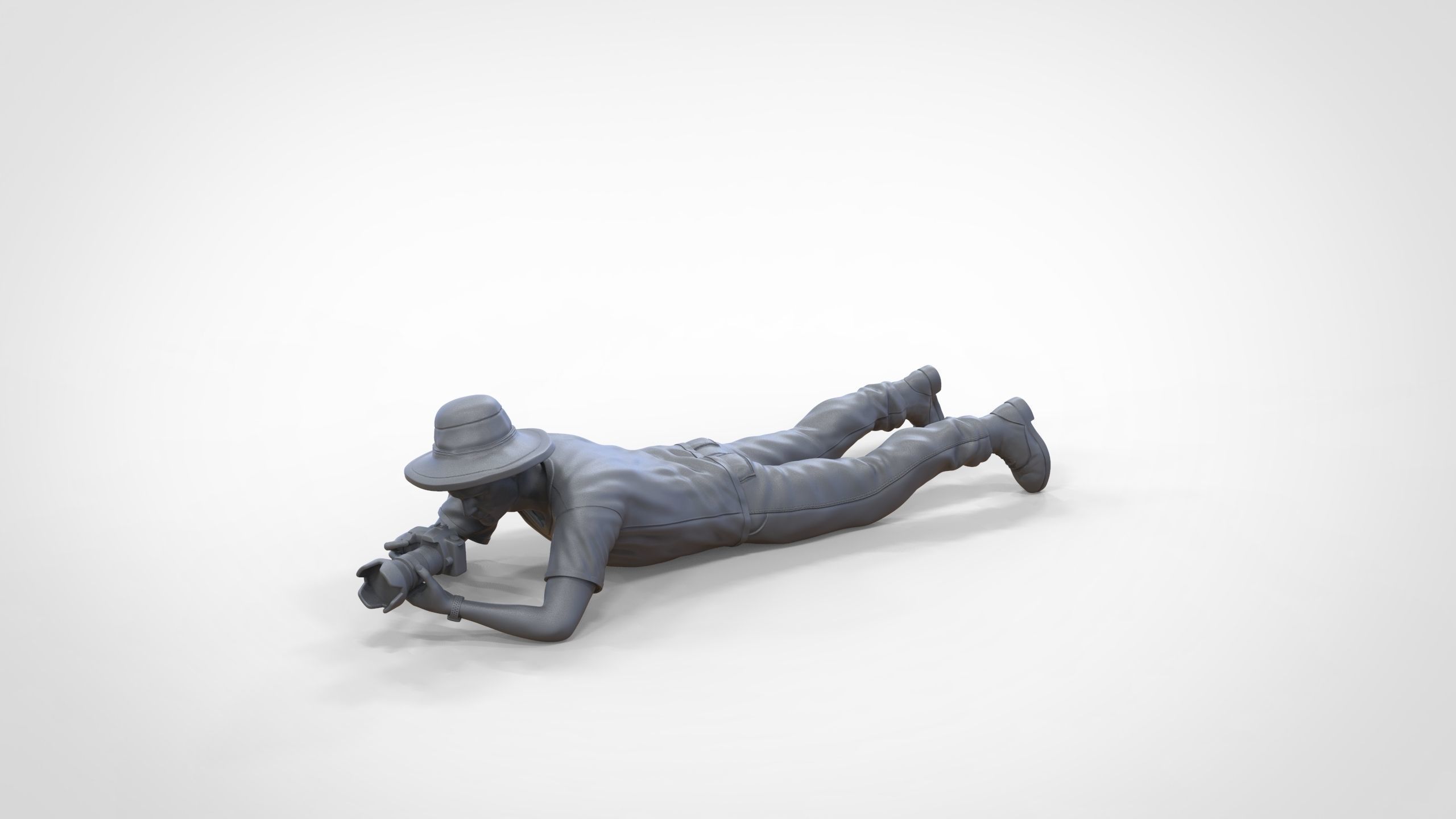 N3 photographer lying down taking photo 3D print model_28